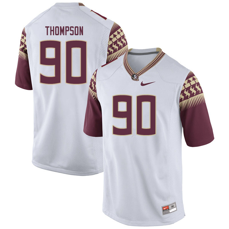 Men #90 Tru Thompson Florida State Seminoles College Football Jerseys Sale-White